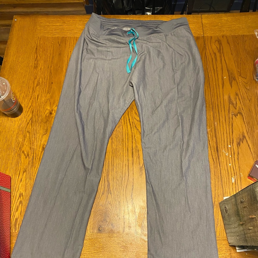 Figs Gray Women's Joggers with Blue Drawstring
